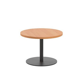 Office Hippo Circular Coffee Table, Sturdy & Stylish Small Table Desk, Laptop Table For Cafe, Coffee Shop or Bar, Versatile Office Table Ideal For Breakroom, 5 Year Guarantee - Beech / Black