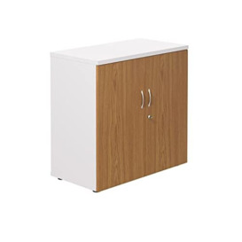 Office Hippo Heavy Duty Office Cupboard, Robust Office Furniture, Office Storage with Adjustable Feet, Versatile Lockable Cupboard, Office Storage With 1 Durable Adjustable Shelf - White/Oak