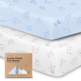 2-Pack Jersey Fitted Baby Crib Sheets - Soft & Breathable Crib Sheets for Boys and Girls - Fits Standard Nursery Crib Mattresses - Neutral Baby Crib Sheet Set (ABC Land Sky)