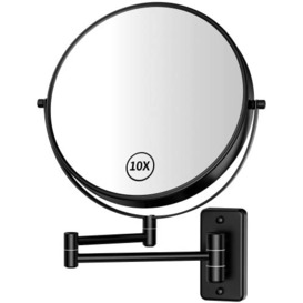 Gospire 9 Inch Makeup Mirror 1X/10X Magnification Double Sided Rotating Mirror Black Polished Shaving Bathroom Wall Mirror for Women Men