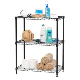 Iris Ohyama, Metal rack/Metal racking shelves/3-Shelf Shelving Unit/Multi Rack Shelving Unit, Adjustable height, Design & Industrial, Kitchen, Living Room, Garage, Entry - Metal Rack - MR-NS3 - Black