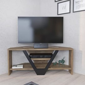 DECOROTIKA - Karin 90 cm Wide Corner TV Stand and Media Console for TVs up to 40'' with Colour Options (Walnut/Black)