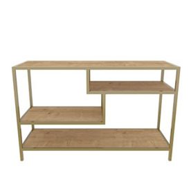 DECOROTIKA Robins Industrial Metal TV Stand and Media Console - 120 cm - Colour Options (Gold/Oak)