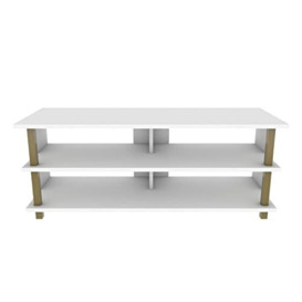 DECOROTIKA - Pueblo 120 cm Wide Modern TV Stand and Media Console for TVs up to 55'' - Colour Options (Gold/White)