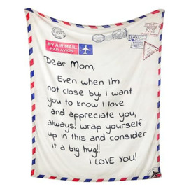 VETEBLE Best Birthday Gifts for Mom from Daughter Son, Premium Dear Mom Blanket Presents for Mother's Day, Christmas, Valentine's Day, Soft & Cozy Flannel Throw Blanket, Moms Bed Blanket Gift