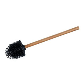 WENKO Silicone toilet brush, replacement brush for WC brush sets with bamboo handle and replaceable silicone brush head for hygienic cleaning of the toilet, (W/D x H): Ø 7.5 x 35 cm, brown/black