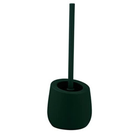 WENKO Badi toilet brush set, high-quality ceramic with matt surface, incl. toilet brush with Ø 7.5 cm silicone toilet brush head in black with non-stick effect, Ø 13.5 x 38 cm, dark green