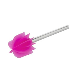 WENKO Replacement toilet brush with silicone head in pink, silicone WC brush with brush head made of durable silicone with special non-stick effect and stainless steel handle, Ø 7.5 x 35.5 cm