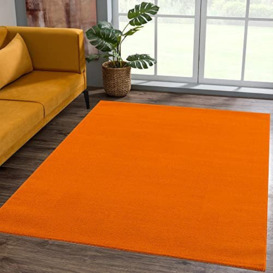 SANAT Short Pile Living Room Rug - Plain Modern Rugs for Bedroom, Study, Office, Hallway, Children's Room and Kitchen - Orange, 120 x 170 cm