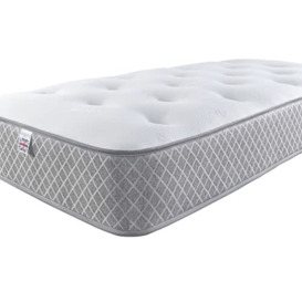 Aspire Beds Quad Comfort Eco Fillings & AC Aspire-Cool Touch Crystal Ortho Luxury Tufted Sleep Surface Hybrid Bonnell Or Pocket Sprung Premium Mattress, Pocket Spring, Grey Border, Shorty