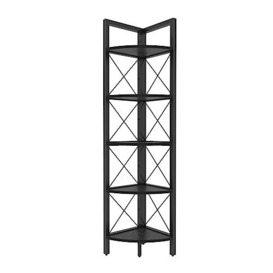 DECOROTIKA Remo Modern 160 cm Corner Unit Bookshelf Bookcase - Decorative Corner Shelving Unit - Colour Options (Black Marble Effect/Black)