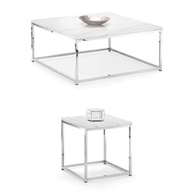Julian Bowen Scala Coffee Table, Lamp Table and Console Table Bundle, Silver