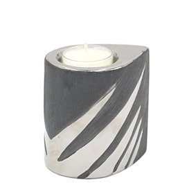 Dekohelden24 213312 Modern Decorative Designer Ceramic Tea Light Holder in Silver-Grey Dimensions L x W x H 7 x 9 cm 9 cm