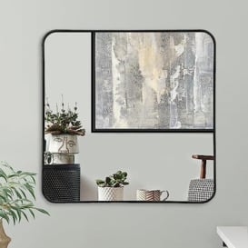 Americanflat Framed 80 cm Square Black Mirror with Rounded Corners - Modern Wall Mirror for Bathroom, Bedroom, Living Room, Hanging Mirror Wall Decor