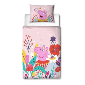 Peppa Pig Official Magic Design Toddler Cot Bed Duvet Cover Set - Reversible 2 Sided Bedding Including Matching Pillow Case, Bedroom Range Polycotton (Toddler Duvet Cover Set)