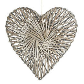 Red Hamper H184 Grey Large Wicker Heart Wreath Grey Wash Finish