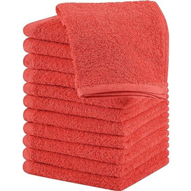 Utopia Towels Cotton Washcloths Set - 100% Ring Spun Cotton, Premium Quality Flannel Face Cloths, Highly Absorbent and Soft Feel Fingertip Towels (12 Pack, Coral)