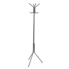 Versa Kala Minimalist Style Standing Coat Rack with 8 Hooks or Hangers for Clothes or Bags for Hallway, Dimensions (H x L x W) 174 x 42 x 48 cm, Metal, Grey