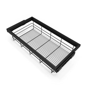 Emuca - Kit of wire basket and rack with soft-close slide for closets, adjustable, module 900mm (35,43 inch), Textured black painted