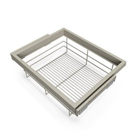 Emuca - Kit of wire basket and rack with soft-close slide for closets, adjustable, module 600mm (23,6 inch), Stone grey painted
