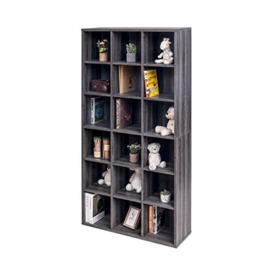 Iris Ohyama, Shelf book case/Book shelf unit with 18 cases/book shelves/Bookcase/Wood Cube Bookcase, Solid Wood,Vertical,Ajustable shelves, Office,Living Room - Book Shelf - BKS-1890 - Grey Oak