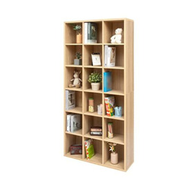 Iris Ohyama, Shelf book case/Book shelf unit with 18 cases/book shelves/Bookcase/Wood Cube Bookcase, Solid Wood,Vertical,Ajustable shelves, Office,Living Room - Book Shelf - BKS-1890 - Light Brown