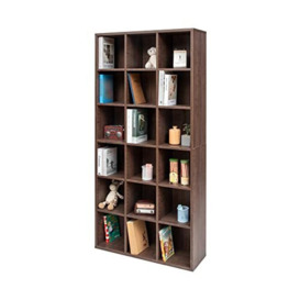 Iris Ohyama, Shelf book case/Book shelf unit with 18 cases/book shelves/Bookcase/Wood Cube Bookcase, Solid Wood,Vertical,Ajustable shelves, Office,Living Room - Book Shelf - BKS-1890 - Brown