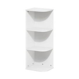 Furinno Pasir 3-Tier Corner Open Shelf Bookcase, White