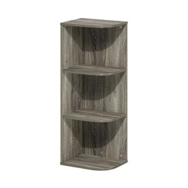 Furinno Pasir 3-Tier Corner Open Shelf Bookcase, French Oak