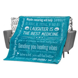 FILO ESTILO Funny Healing Gifts for Someone Who is Sick, Get Well Blanket, After Surgery Gifts, Care Package for Sick Friend or Cancer Patients, Unique Fun Sarcastic Stress Relief Gift (Teal)