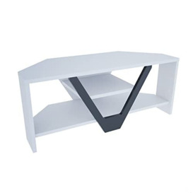 DECOROTIKA - Karin 90 cm Wide Corner TV Stand and Media Console for TVs up to 40'' with Colour Options (White/Black)