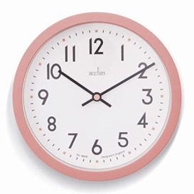 Acctim Elstow Small Kitchen Wall Clock Quartz Retro Style Pink 20cm