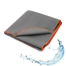 SETEX Evolon(R) Sports Towel for Men and Women, Ideal for Gym, Light Grey with Orange Stitching, 50 x 100 cm