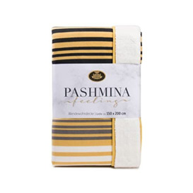 Gözze - Cosy Blanket, Pashmina Feel, Reversible, 460 g/m², 150 x 200 cm - Yellow Stripes