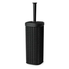 Blue Canyon Lace Toilet Brush & Holder for Bathroom, Flexible Toilet Bowl Plastic Brush Head for Deep Cleaning, Compact Size, Elegant Design with Odour Free Holder – Black