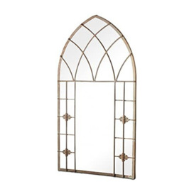 Large Metal Rustic Arched Shaped Gothic Window Garden Outdoor Mirror 90cmX50cm