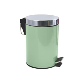 MSV Basil Green Cosmetic Bin Pedal Bin 3 Litres with Removable Inner Bucket