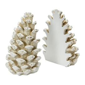 Creative Co-Op Resin Pinecone, Antique White Bookends