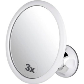 "MIRRORVANA 3X Magnifying Round Shower Mirror for Fogless Shaving with Suction Cup, Shatterproof Surface and 360° Swivel, 6.7"""