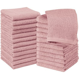 Utopia Towels Cotton Washcloths Set - 100% Ring Spun Cotton, Premium Quality Flannel Face Cloths, Highly Absorbent and Soft Feel Fingertip Towels (24 Pack, Dusty Pink)