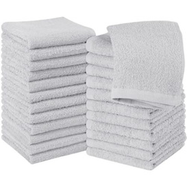Utopia Towels Cotton Washcloths Set - Pack of 24-100% Ring Spun Cotton, Premium Quality Flannel Face Cloths, Highly Absorbent and Soft Feel Fingertip Towels (24 Pack, Silver)
