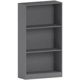 Vida Designs Cambridge 3 Tier Medium Bookcase, Grey Wooden Shelving Display Storage Unit Office Living Room Furniture