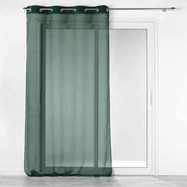 Douceur d'Intérieur, Eyelet Curtain 140 x 240 cm Dark Green Sandblasted Voile with Velvet Head Casual