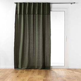 Douceur d'Intérieur 140 x 240 cm Recycled Cotton Plain Mistraline Khaki Curtain with Tabs and Valance