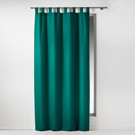 Douceur d'Intérieur, Plain Emerald Polyester Tab Top Curtain 140 x 260 cm