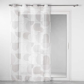 Douceur d'Intérieur, Eyelet Curtain 140 x 280 cm White Sandblasted Printed Sketch Pattern