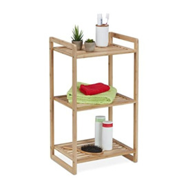 Relaxdays Bamboo Shelf, HxWxD: 70 x 40 x 30 cm, Free-Standing, with 3 Tiers, Bathroom, Kitchen, Living room, Natural, 100%