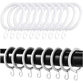 Strong Metal White Curtain Hanging Rings 45mm Large Metal Curtain Pole Rings Sliding Eyelet Rings Hanging Rings Pack of 6
