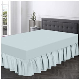 Plain Dyed Valance Fitted Sheet-Polycotton Soft Bedsheets For King Size Bed- Frill Bedding Base Wrap Valance Sheet- Sky Blue