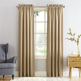 "Sun Zero Barrow 2-Pack Solid Total Blackout Rod Pocket Curtain Panel Pair, 54"" x 84"", Taupe"